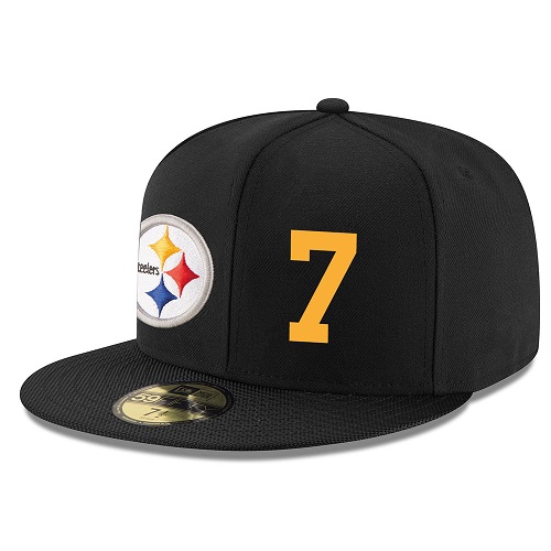 NFL Pittsburgh Steelers #7 Ben Roethlisberger Stitched Snapback Adjustable Player Rush Hat - Black/Gold